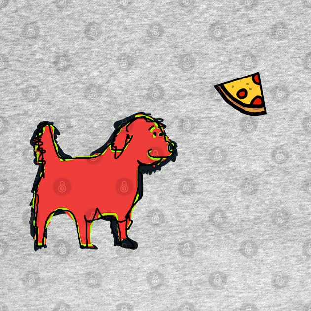 Cute Dog Found Food A Pizza Slice by ellenhenryart